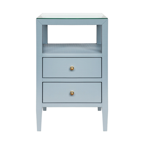 Roscoe Light Blue Linen Side Table