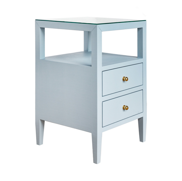 Roscoe Light Blue Linen Side Table