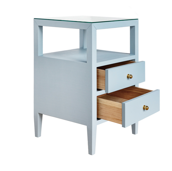 Roscoe Light Blue Linen Side Table