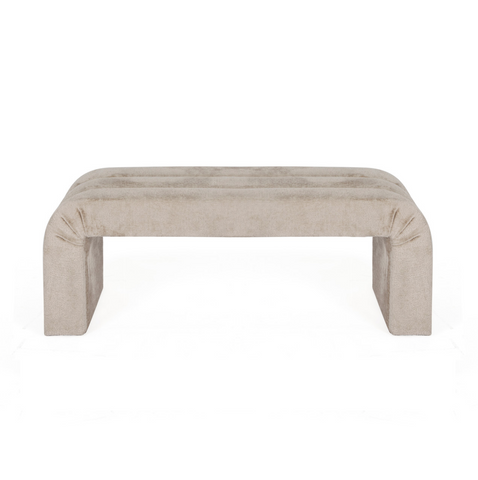Mercer Channeled Chenille Bench  - Taupe, Olive, or Light Blue Performance Chenille
