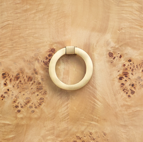 Henry Demilune Three Drawer Chest - Burlwood & Brass