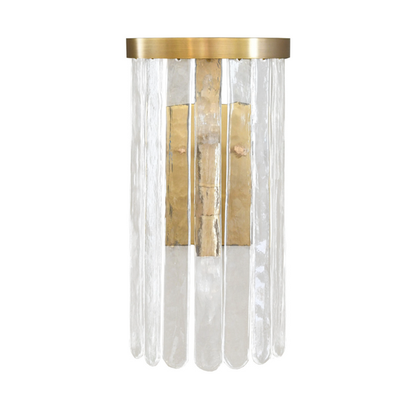Heloise Textured Glass Wall Sconce w/Brushed Brass Trim