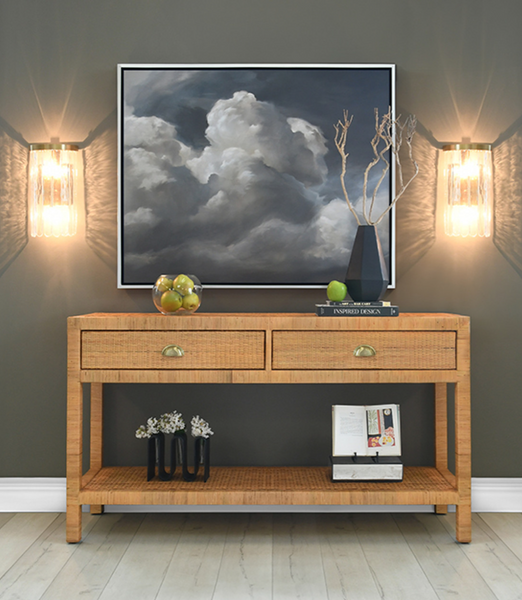 Heloise Textured Glass Wall Sconce w/Brushed Brass Trim