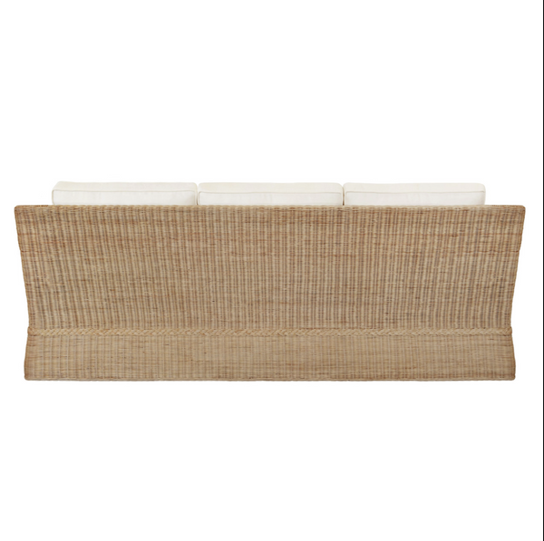 Daphne 88.5" Lawson Style Sofa - Rattan w/Ivory Linen Cushions