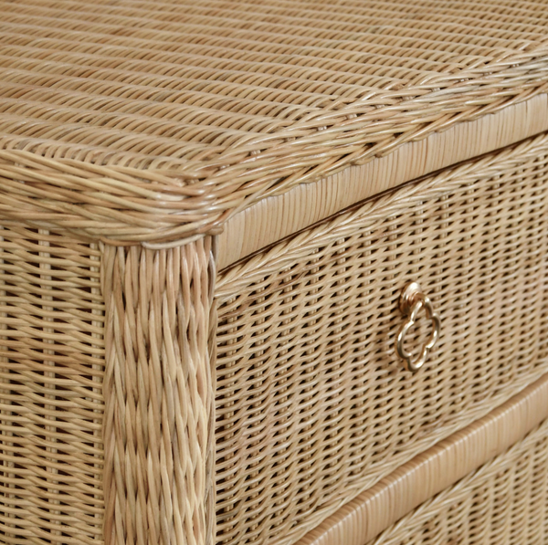 Celine Four Drawer Chest - Rattan w/Brass Knobs