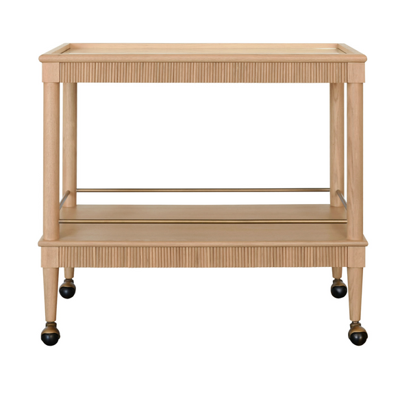 Dublin Two Tier Bar Cart w/Brass Accent - Natural Oak or Espresso