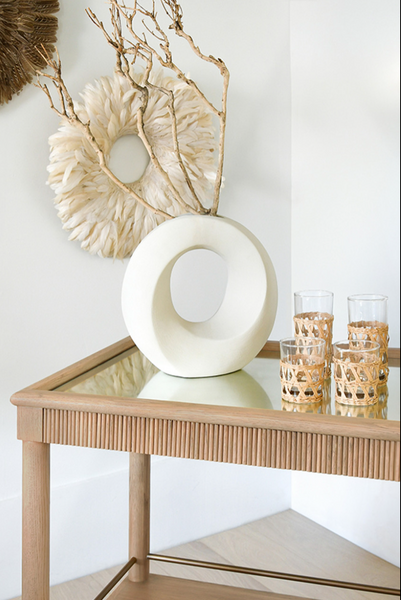 Dublin Two Tier Bar Cart w/Brass Accent - Natural Oak or Espresso