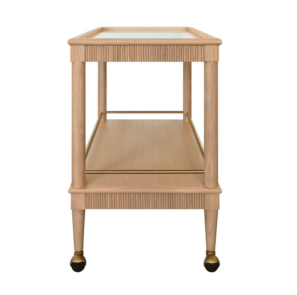 Dublin Two Tier Bar Cart w/Brass Accent - Natural Oak or Espresso