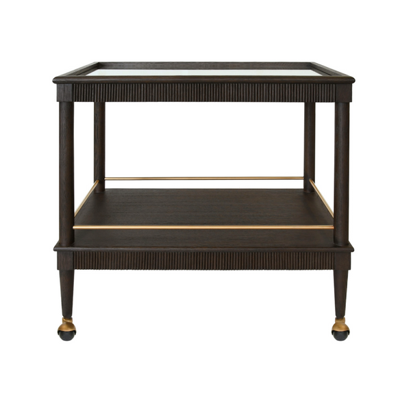 Dublin Two Tier Bar Cart w/Brass Accent - Natural Oak or Espresso