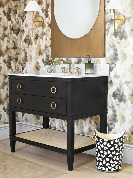 Cutler Single Sink Bath Vanity - Cerused Oak or Black