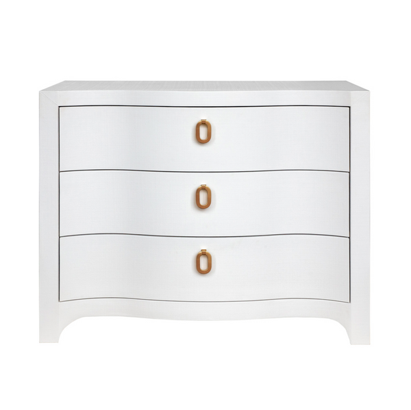 Cora Three Drawer Chest - Textured Light Blue Linen or White Linen