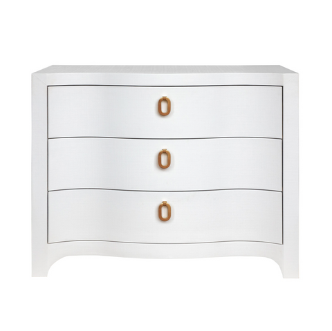Cora White Textured Linen Three Drawer Chest