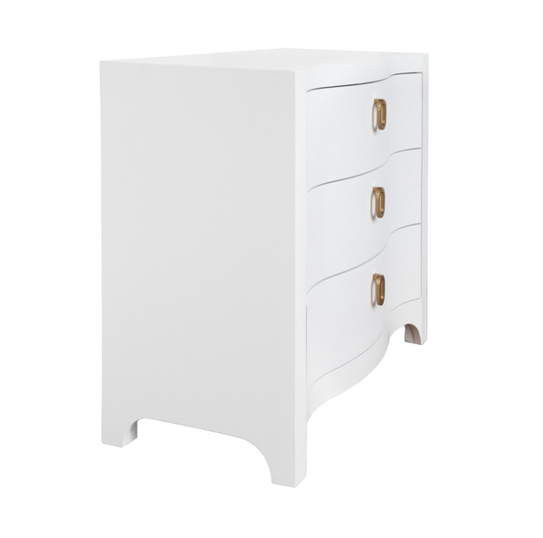 Cora Three Drawer Chest - Textured Light Blue Linen or White Linen