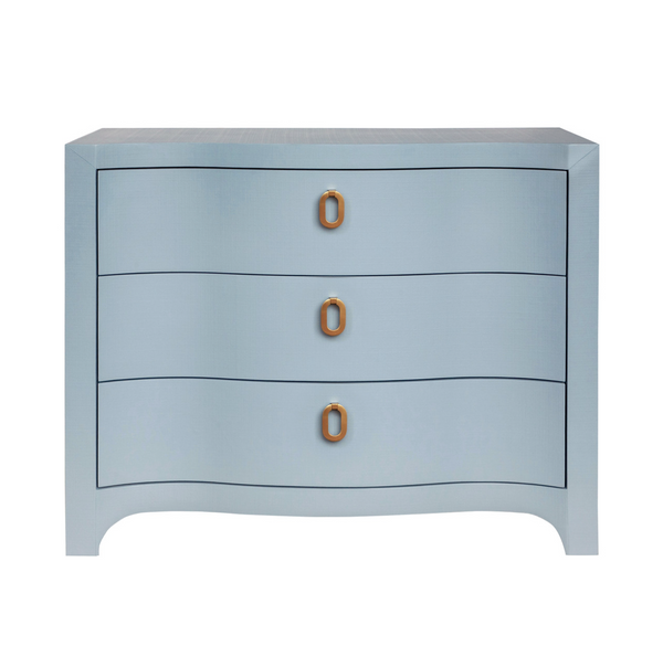 Cora Three Drawer Chest - Textured Light Blue Linen or White Linen