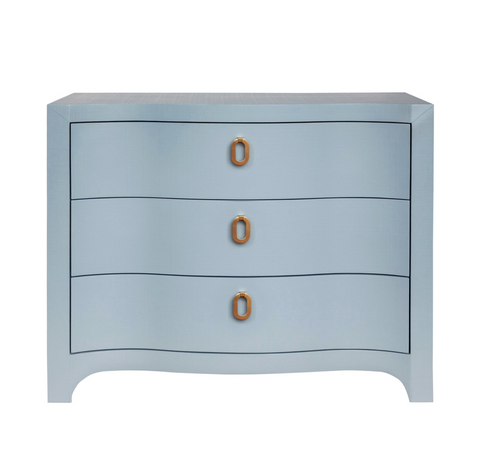 Cora Three Drawer Chest - Textured Light Blue Linen or White Linen