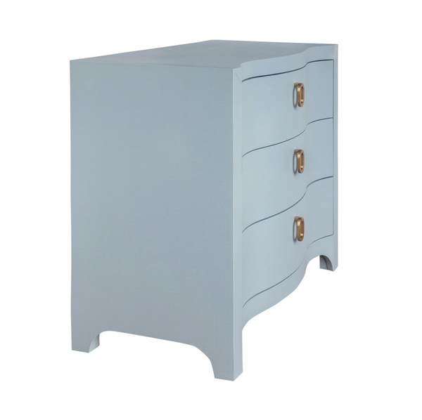 Cora Three Drawer Chest - Textured Light Blue Linen or White Linen