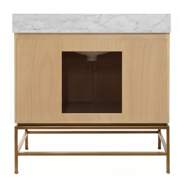 Clifford Single Sink Bath Vanity - Cerused Oak & Antique Brass