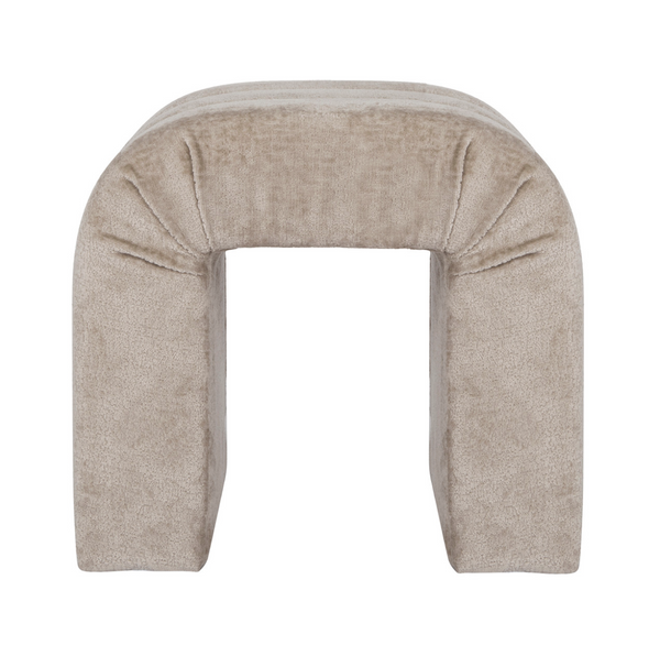 Finch Channeled Stool - Taupe Performance Chenille