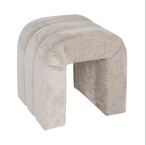 Finch Channeled Stool - Taupe Performance Chenille