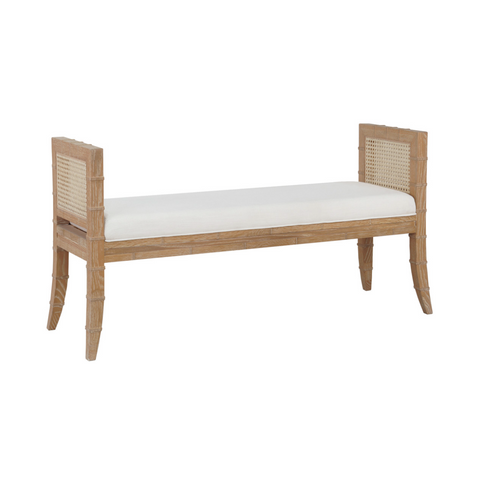 Benedict Cerused Oak & Cane Bench