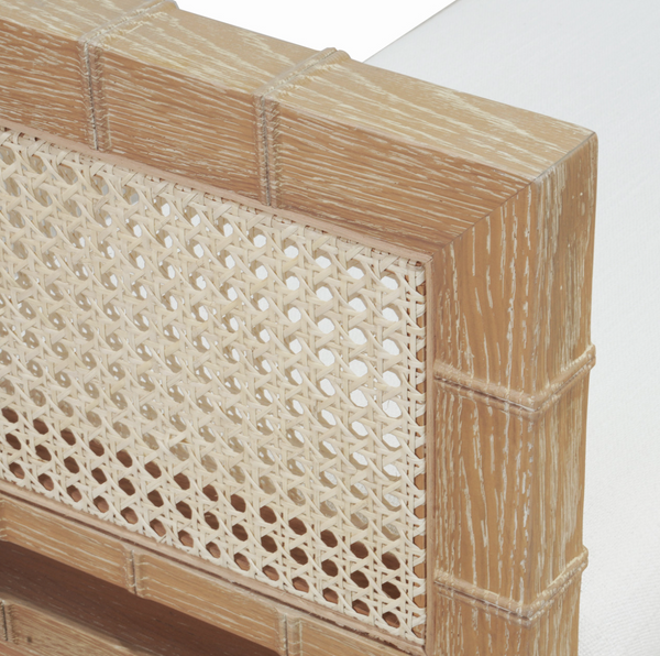 Benedict Cerused Oak & Cane Bench
