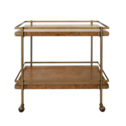 Worlds Away Cash Bar Cart - Dark Burlwood