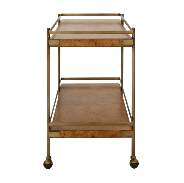 Cash Light Burlwood Two Tier Bar Cart