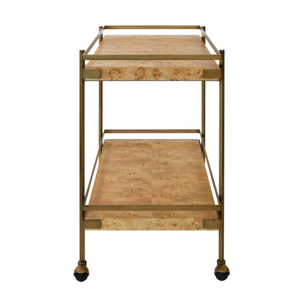 Cash Light Burlwood Two Tier Bar Cart