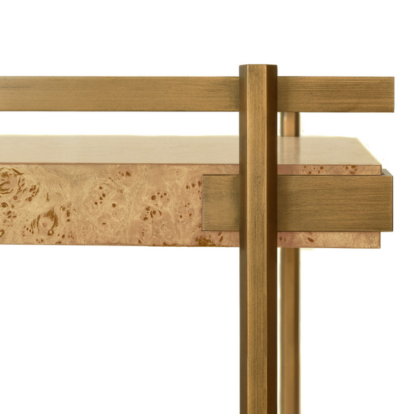 Cash Two Tier Bar Cart - Light or Dark Burlwood w/Antique Brass