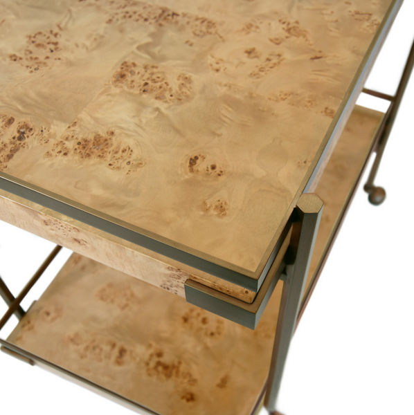 Cash Light Burlwood Two Tier Bar Cart