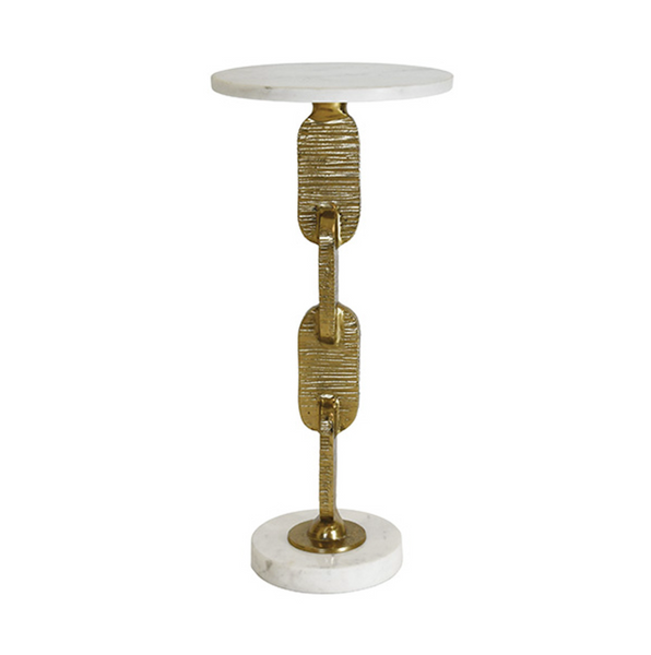 Ventura Hammered Brass & Marble Accent Table
