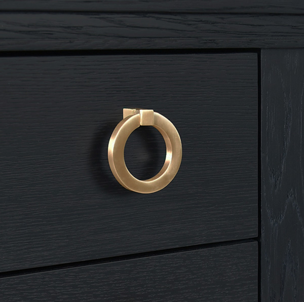 Richmond Four Drawer Console Table - Black Oak or Cerused Oak & Cane