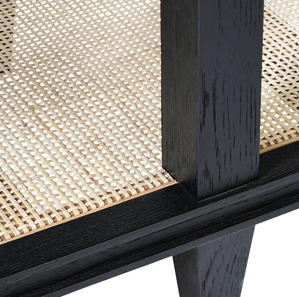 Richmond Four Drawer Console Table - Black Oak or Cerused Oak & Cane