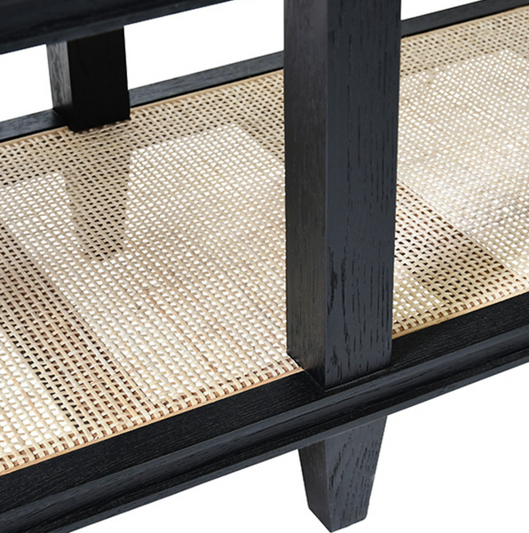 Richmond Four Drawer Console Table - Black Oak or Cerused Oak & Cane