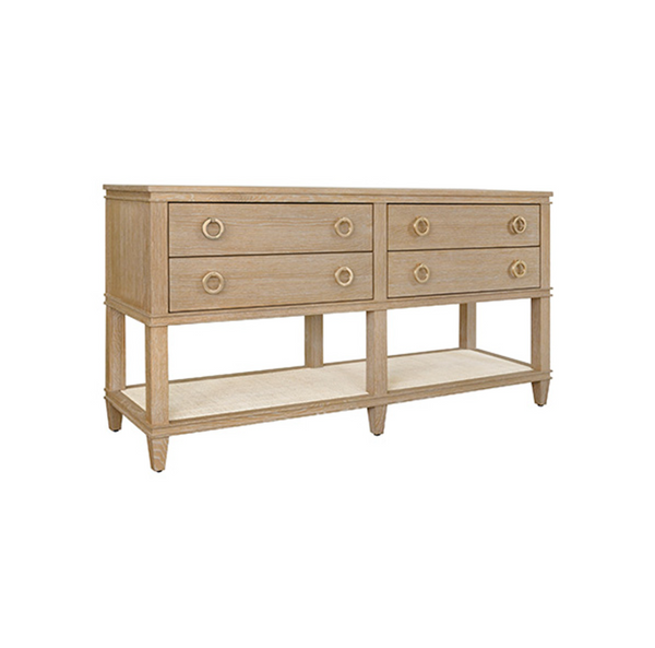Richmond Four Drawer Console Table - Cerused Oak & Cane or Black Oak