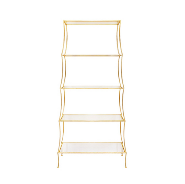 Liana Scalloped Etagère w/Glass Shelves - Gold Leaf