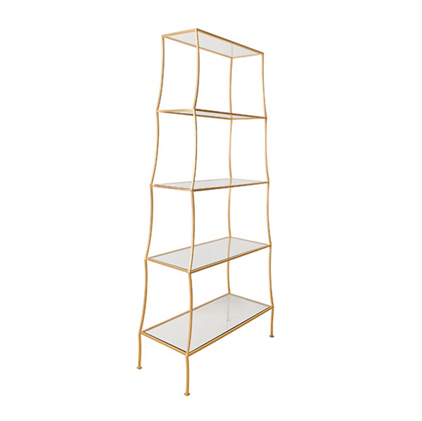 Liana Scalloped Etagère w/Glass Shelves - Gold Leaf