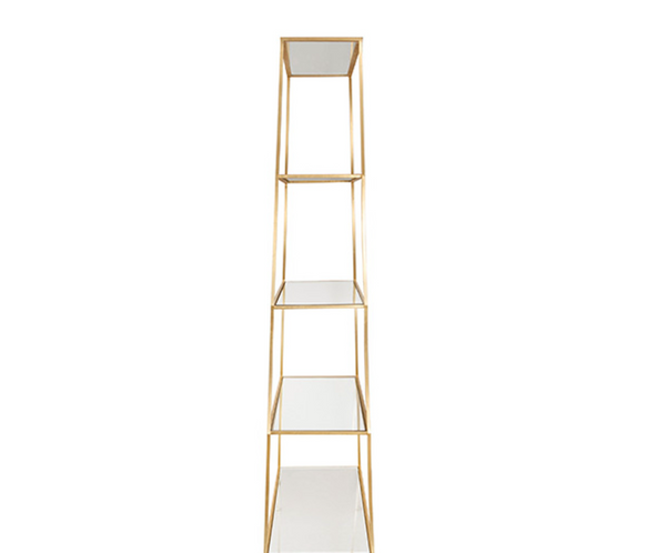 Liana Scalloped Etagère w/Glass Shelves - Gold Leaf