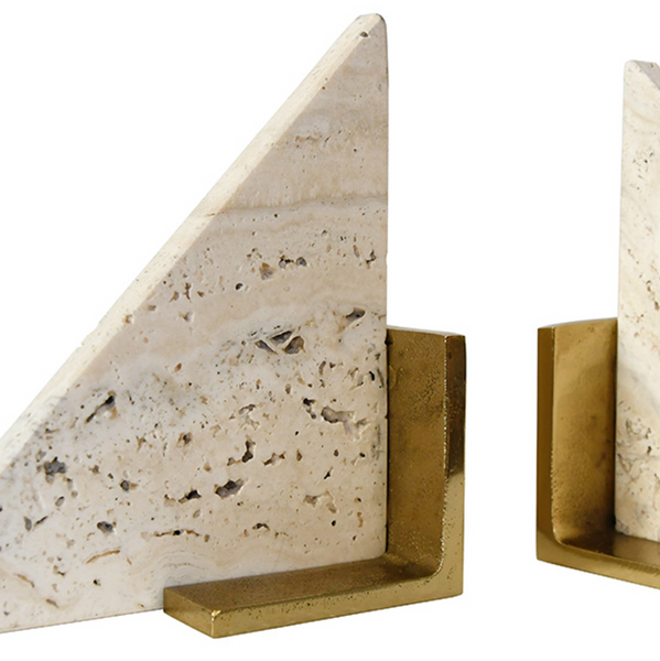 Trio Travertine Marble Bookends