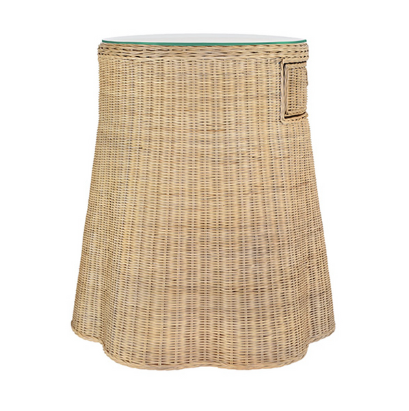 Ingrid Scalloped Base Rattan One Drawer Side Table