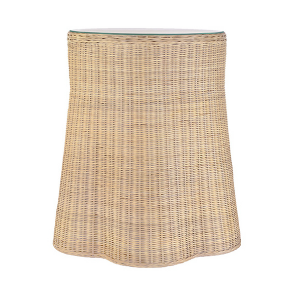 Ingrid Scalloped Base Rattan One Drawer Side Table