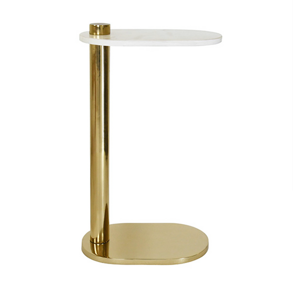 Simeon White Marble & Polished Brass Side Table