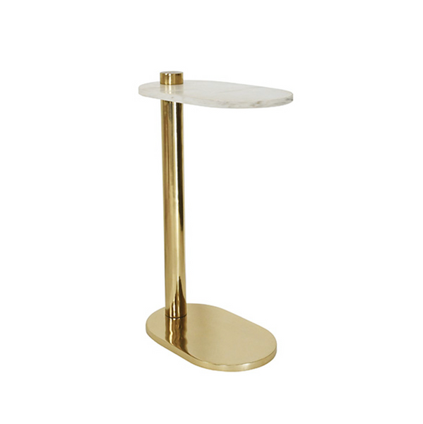 Simeon White Marble & Polished Brass Side Table