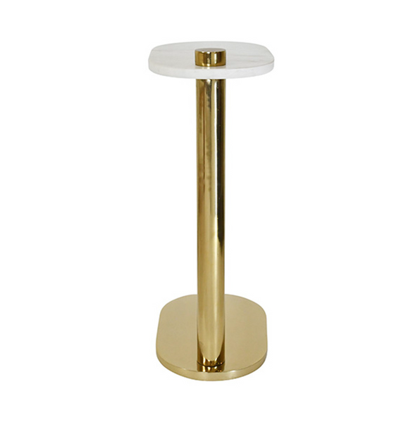 Simeon White Marble & Polished Brass Side Table