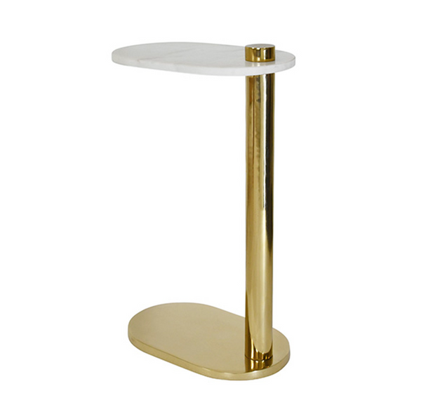 Simeon White Marble & Polished Brass Side Table
