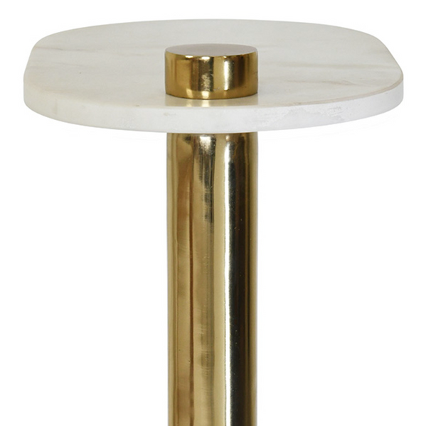 Simeon White Marble & Polished Brass Side Table