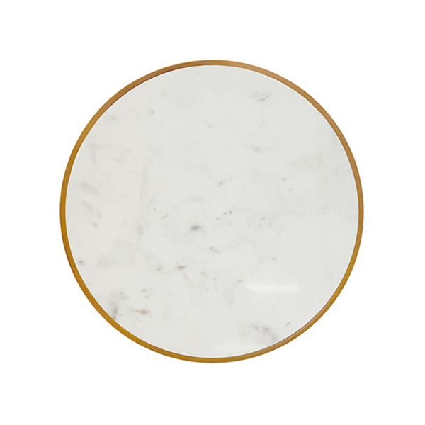 Salvador Stacked Cube Side Table - Antique Brass & Marble