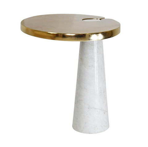 Fontaine Oval Brass & Marble Side Table
