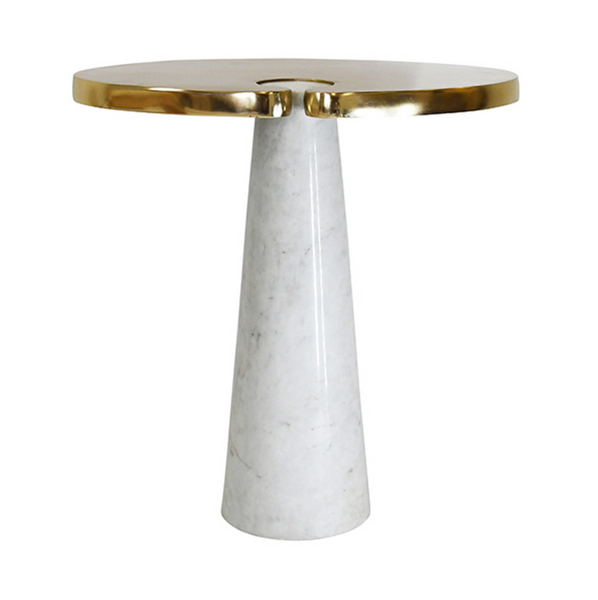 Fontaine Oval Brass & Marble Side Table