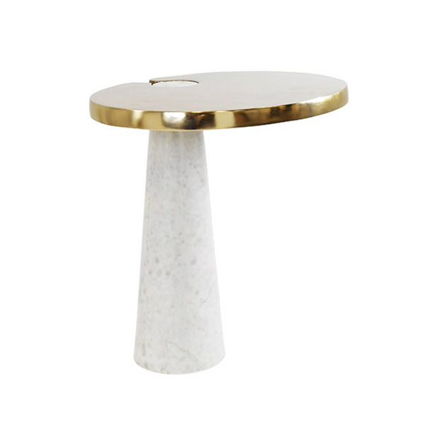 Fontaine Oval Brass & Marble Side Table